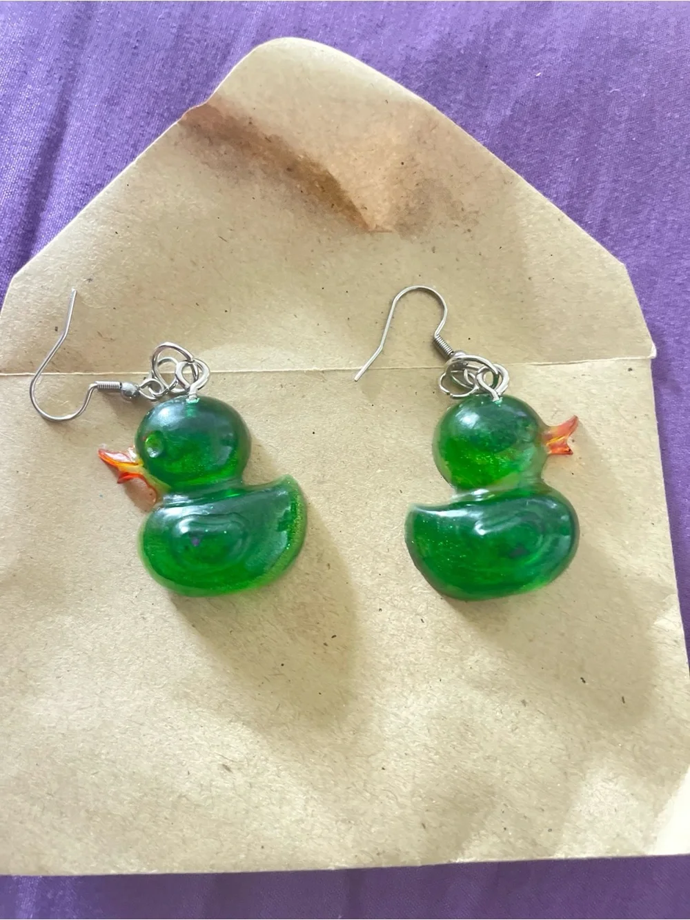 Green Ghost Dangle Earrings
